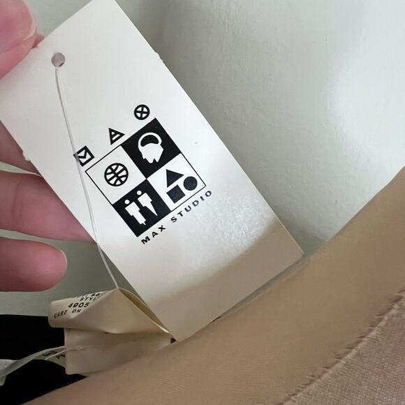 Y2K Max Studio Dress Small Womens Empire Waist Contrast Trim Vintage V-Neck New - Picture 6 of 8